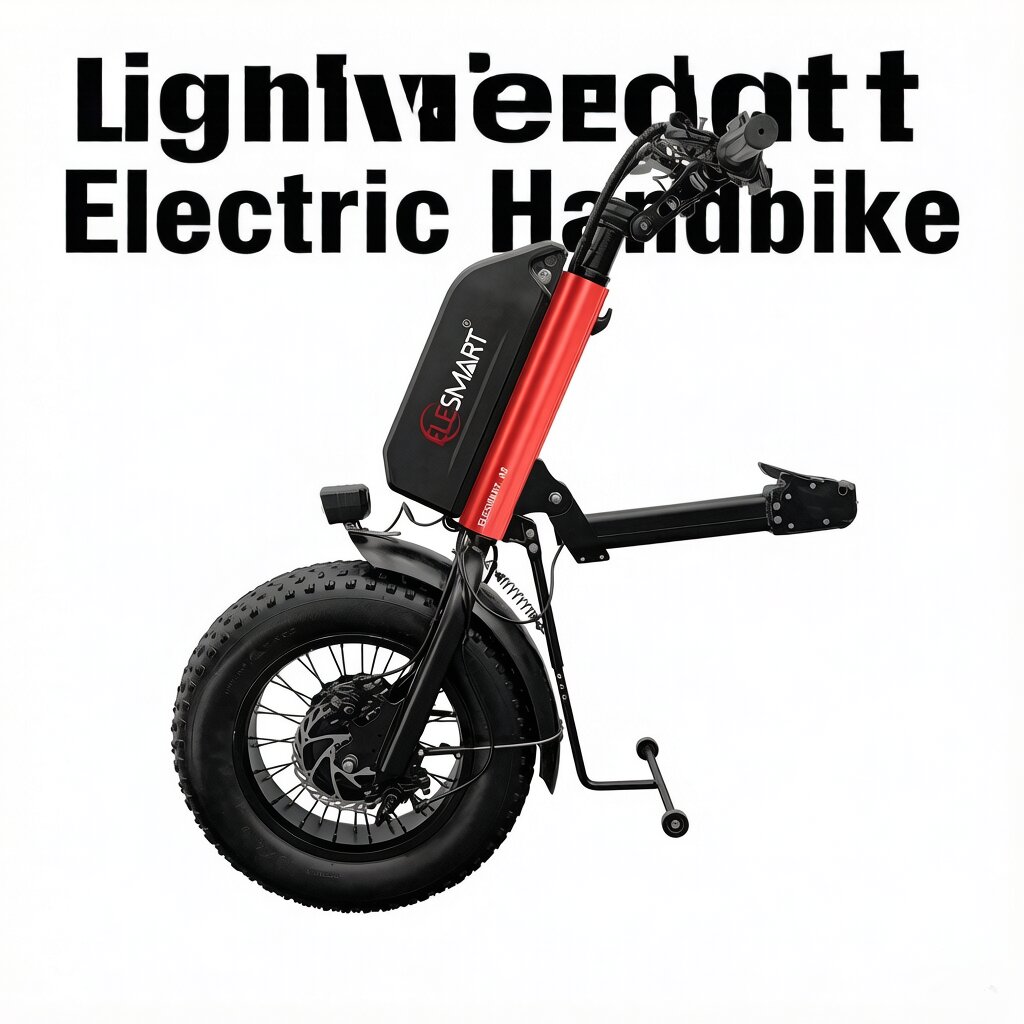 A lightweight electric handbike is a detachable electric drive unit designed to attach to the front, center, or rear of a standard manual wheelchair. A lightweight electric handbike is a detachable electric drive unit designed to attach to the front, center, or rear of a standard manual wheelchair.
