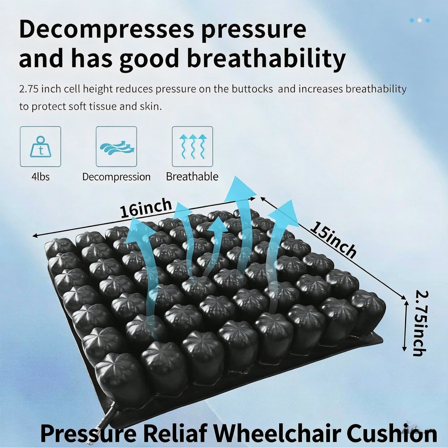 Pressure Relief Wheelchair Cushion
